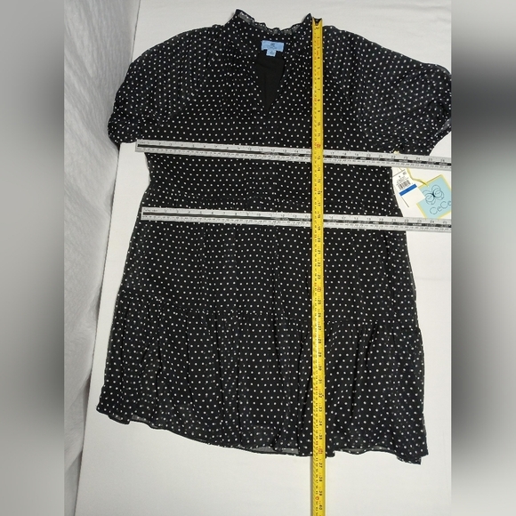 CeCe Puff Sleeve Sheer Lined Babydoll Dress. NWT Size XL - Picture 3 of 6